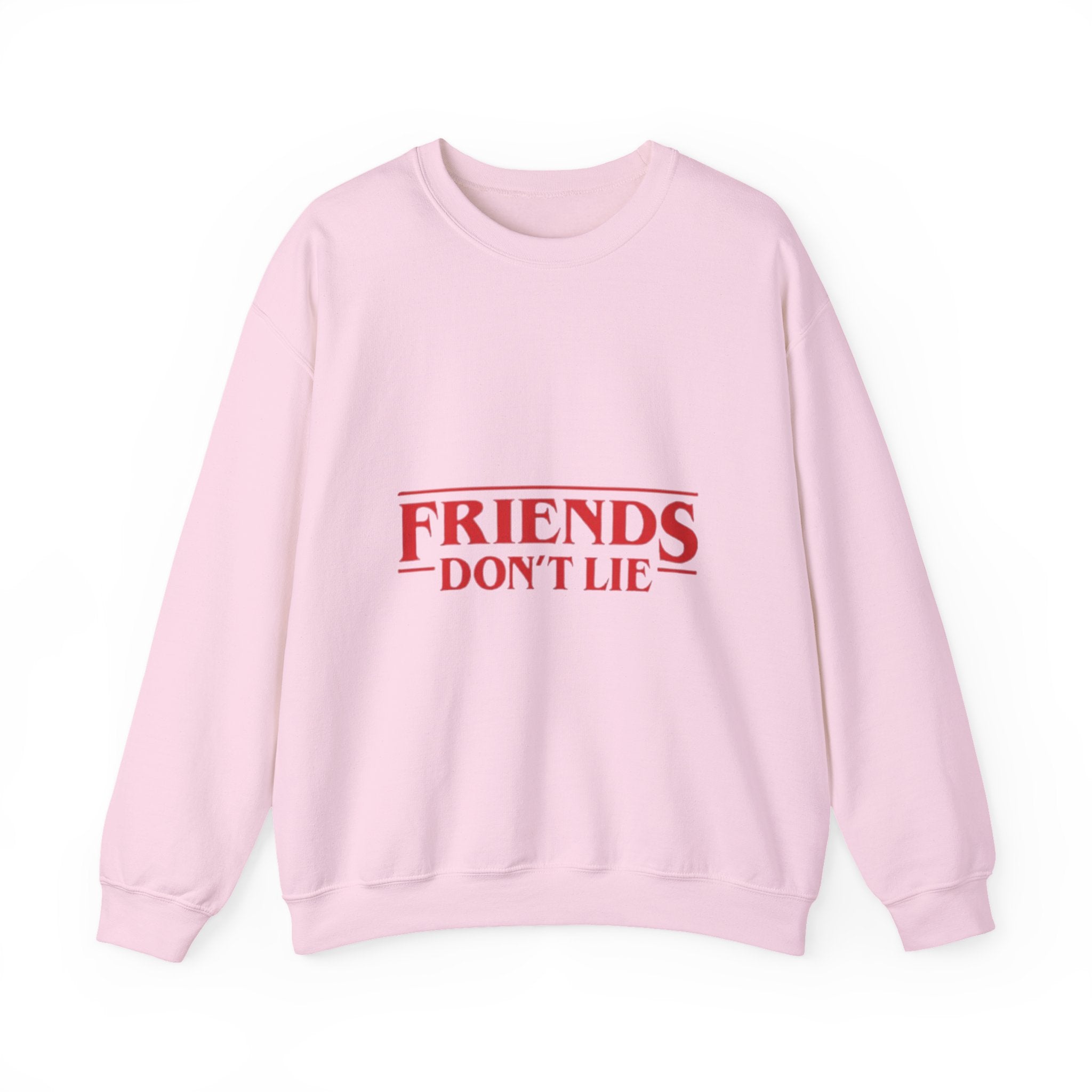 Crewneck Sweatshirt — "Friends Don't Lie" Retro Stranger-Style Graphic