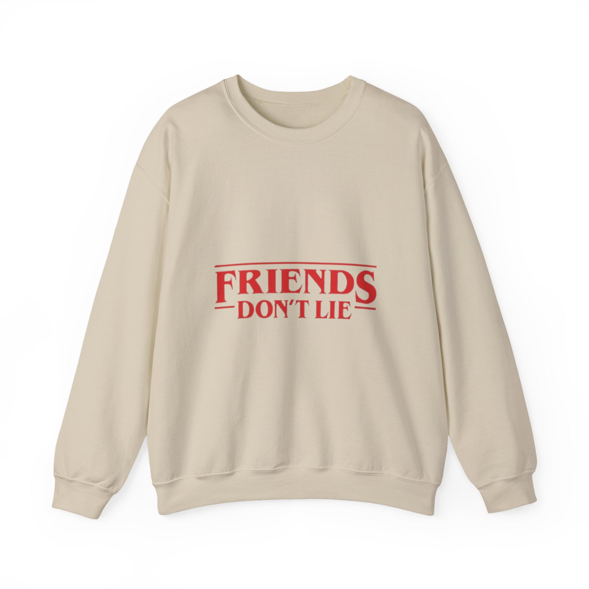 Crewneck Sweatshirt — "Friends Don't Lie" Retro Stranger-Style Graphic