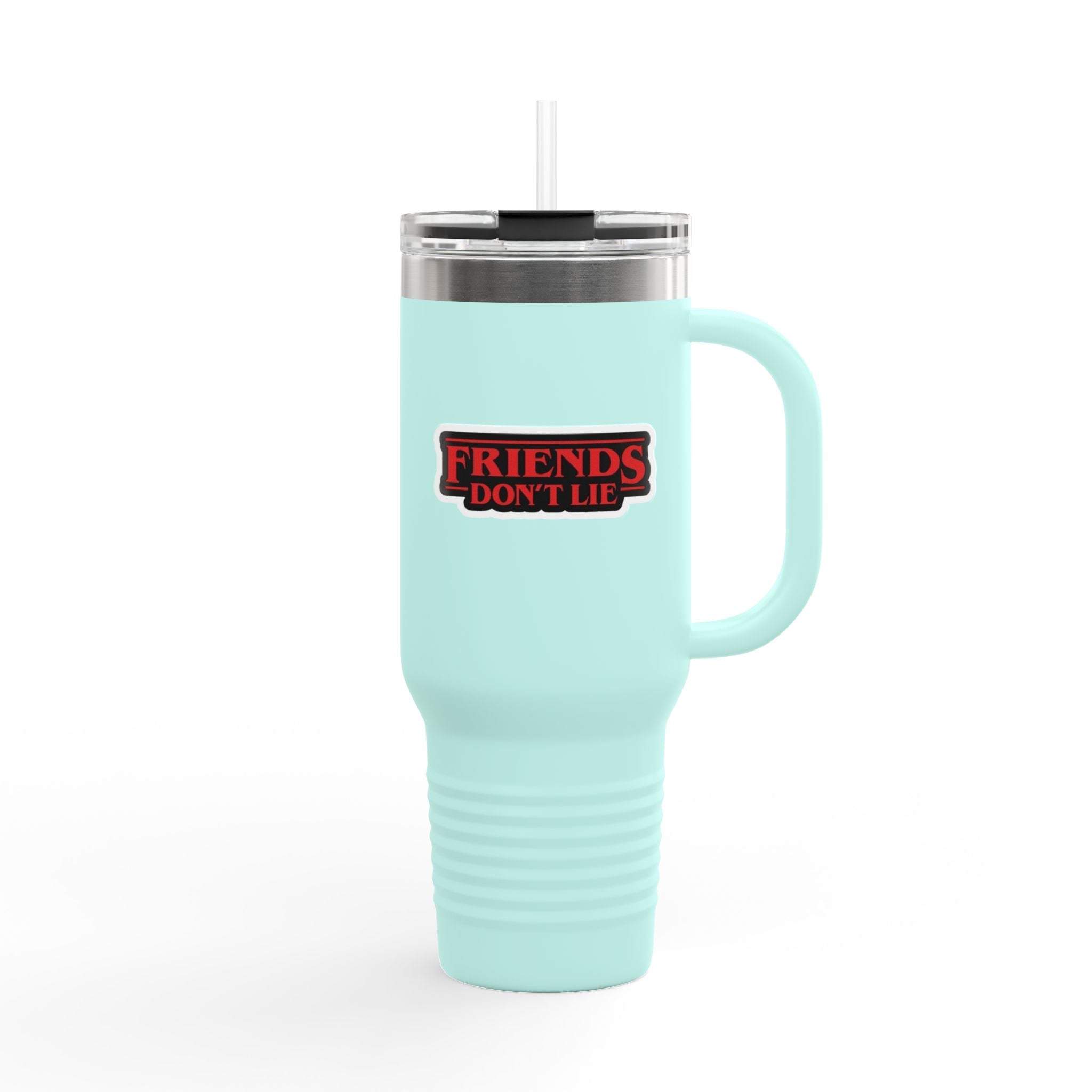 40oz Insulated Travel Mug — "Friends Don't Lie" Stranger Things Inspired