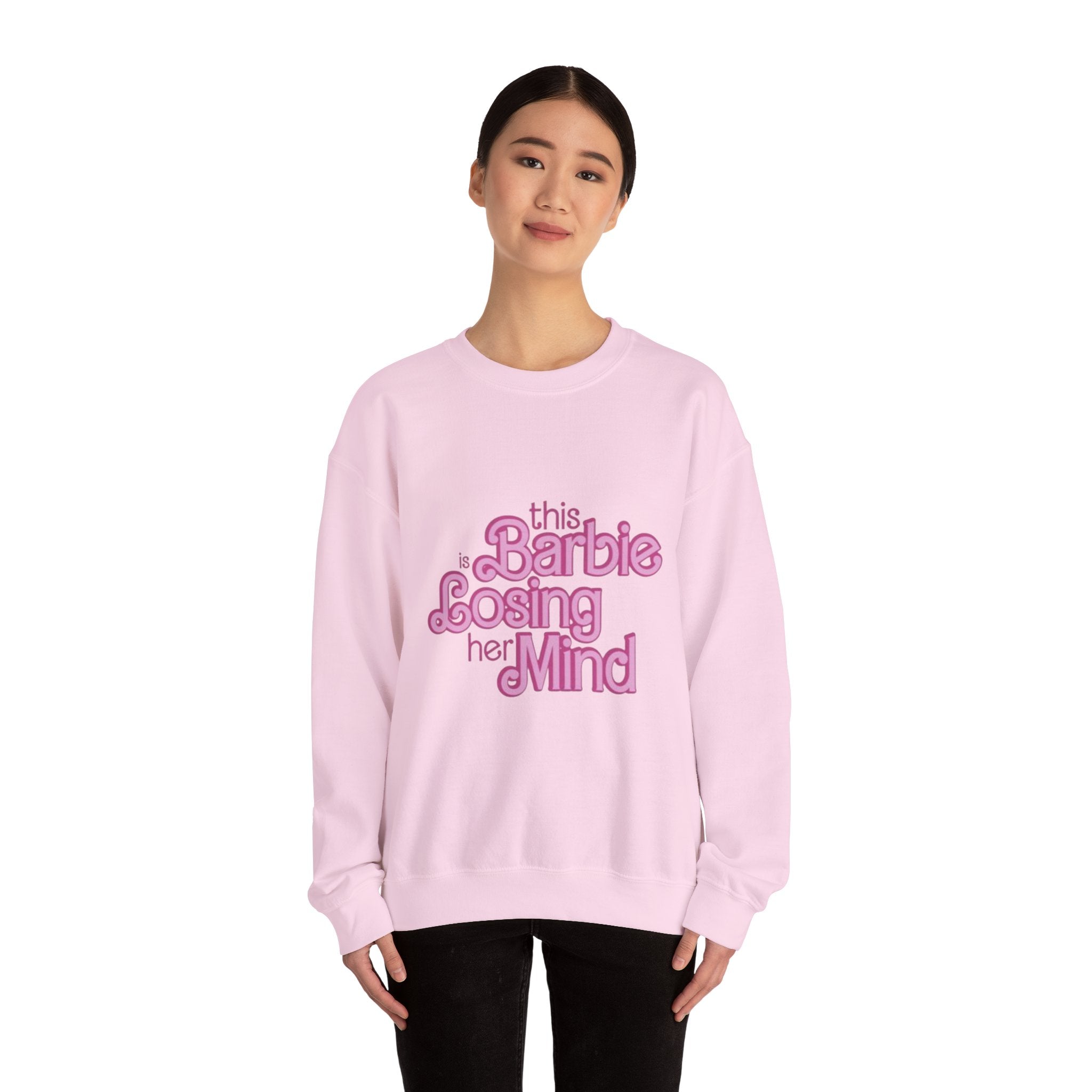 Retro Pink "This Barbie Is Losing Her Mind" Crewneck Sweatshirt