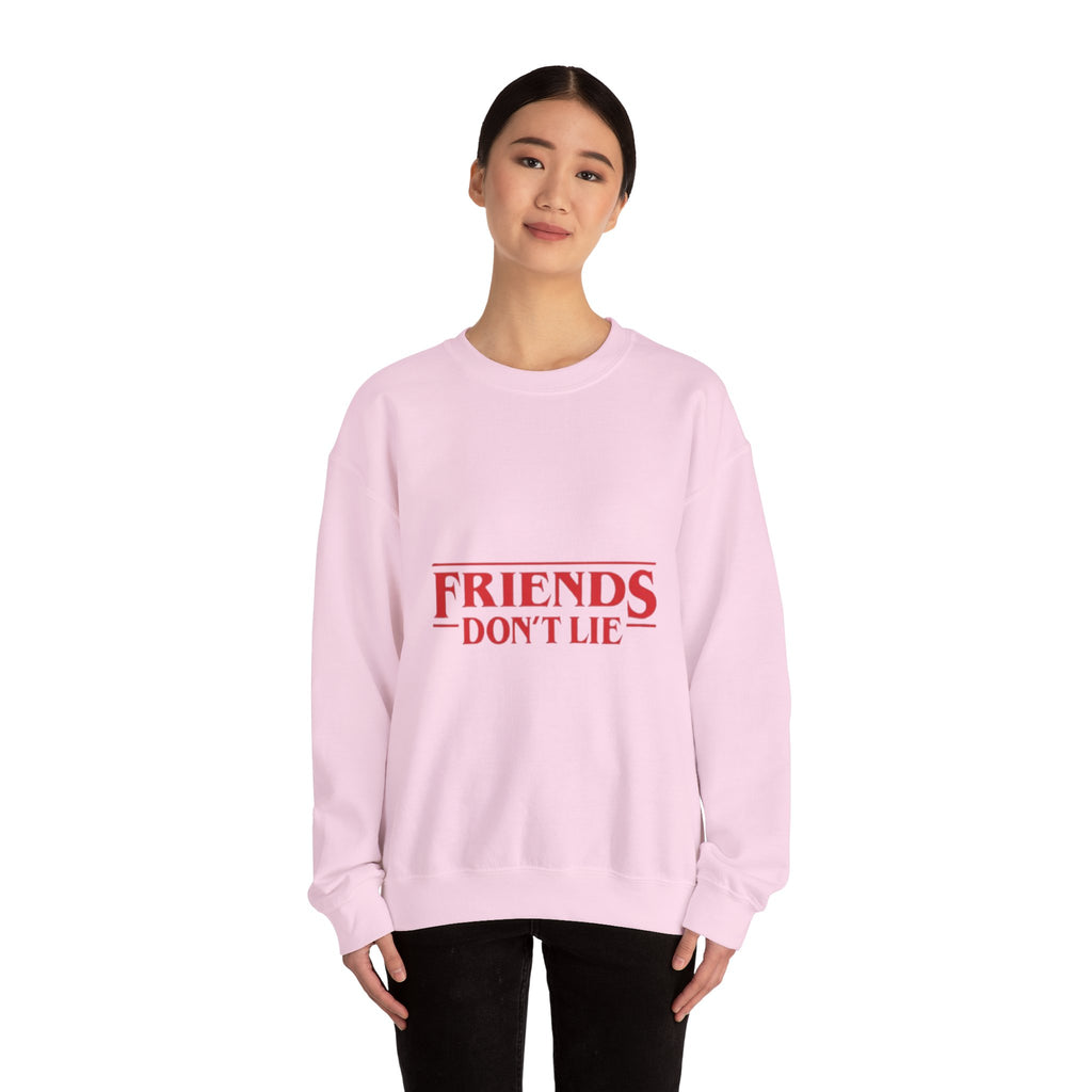 Crewneck Sweatshirt — "Friends Don't Lie" Retro Stranger-Style Graphic