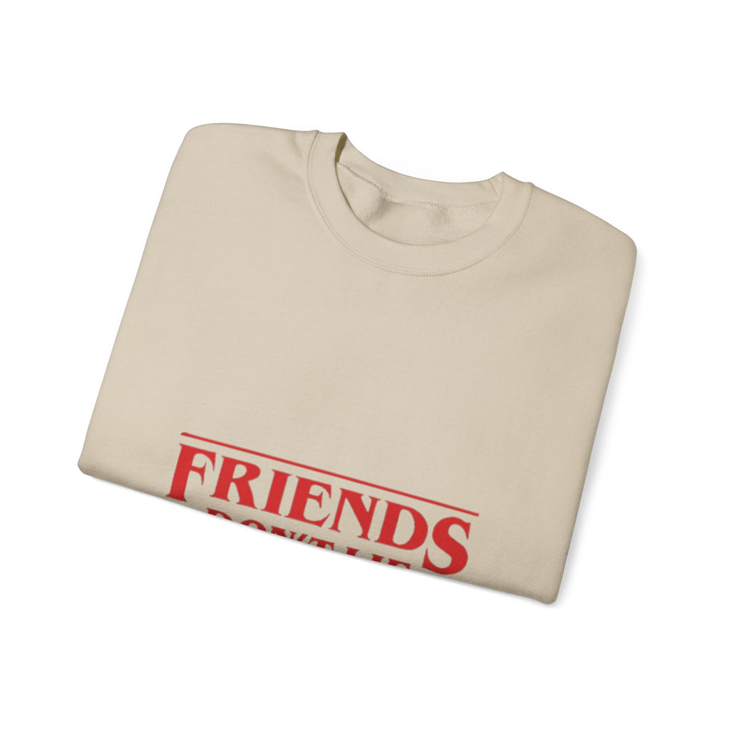 Crewneck Sweatshirt — "Friends Don't Lie" Retro Stranger-Style Graphic
