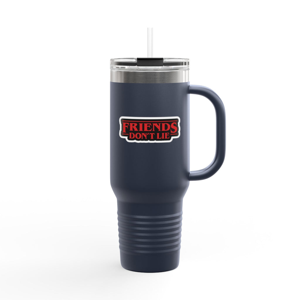 40oz Insulated Travel Mug — "Friends Don't Lie" Stranger Things Inspired