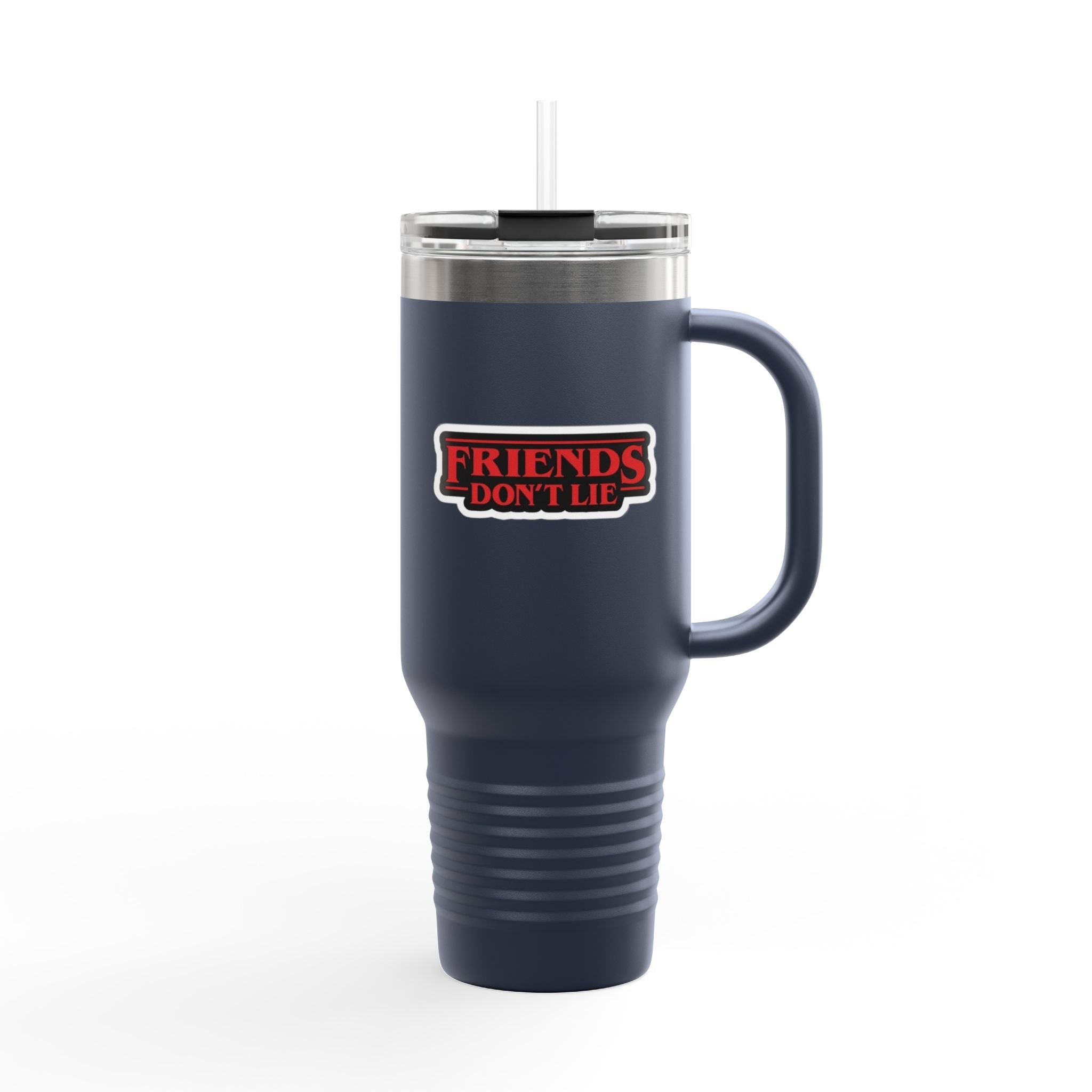 40oz Insulated Travel Mug — "Friends Don't Lie" Stranger Things Inspired