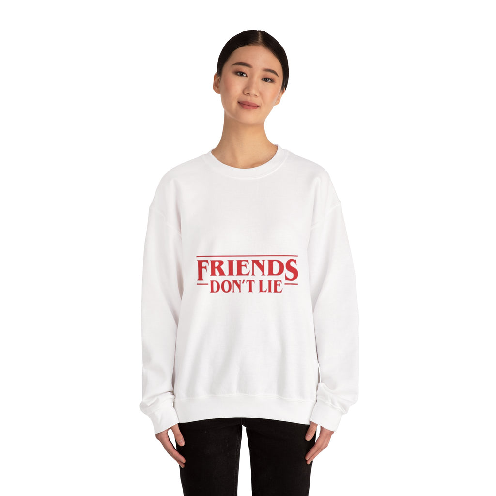 Crewneck Sweatshirt — "Friends Don't Lie" Retro Stranger-Style Graphic